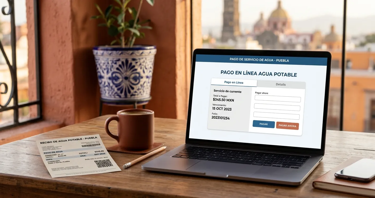 Pago de agua en Puebla SOAPAP - Recibo y portal de pago en línea sobre escritorio