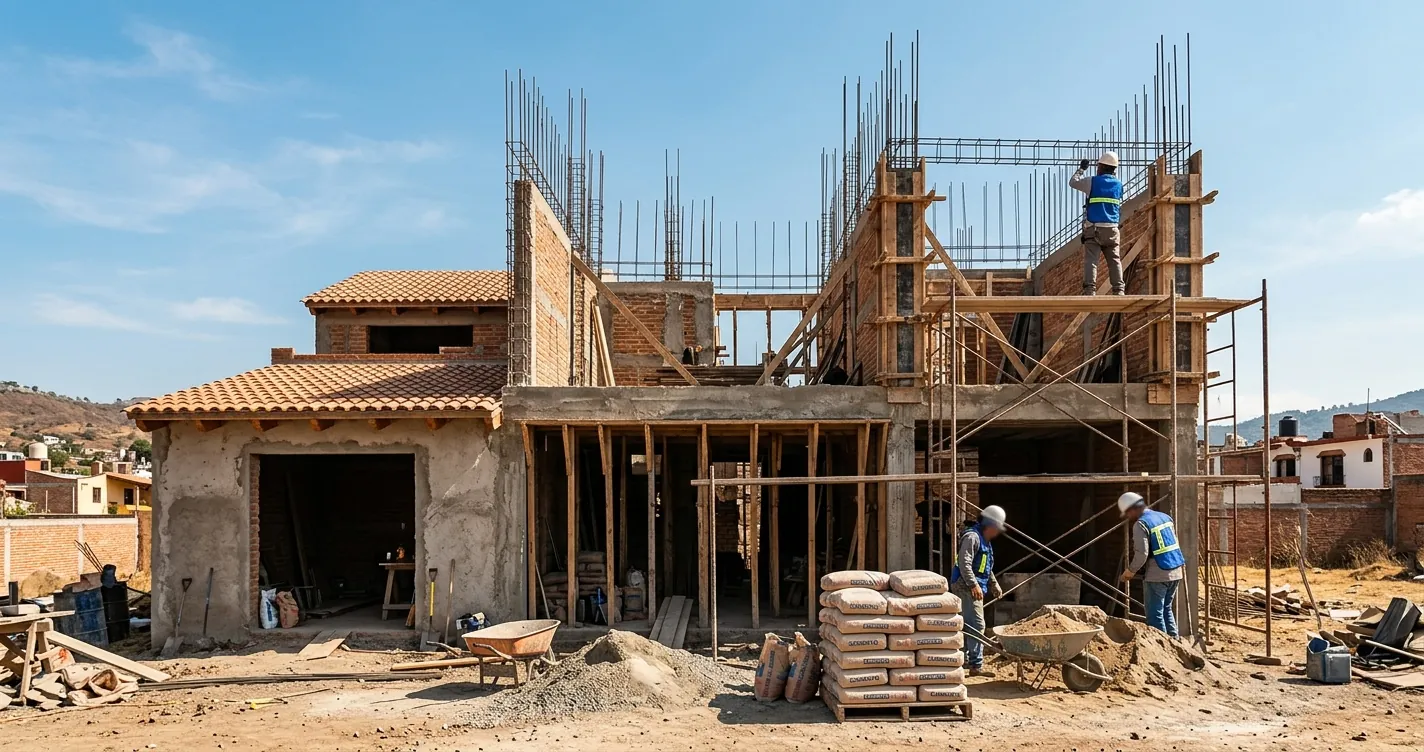Costo de construcción por m2 en Puebla - casa en obra negra con materiales de construcción