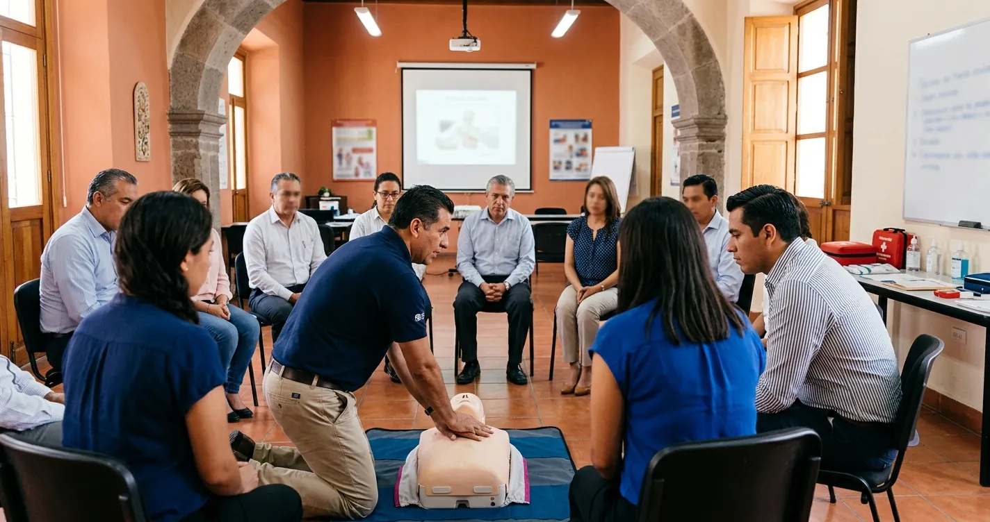 Curso de primeros auxilios en Puebla con práctica de RCP en maniquí