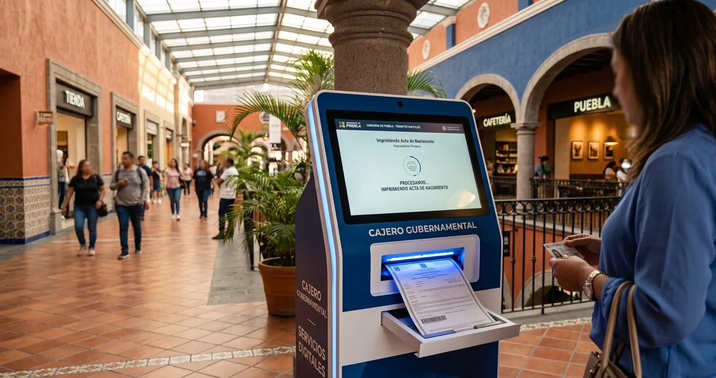 Kiosco de actas de nacimiento en Puebla - módulo digital del Registro Civil