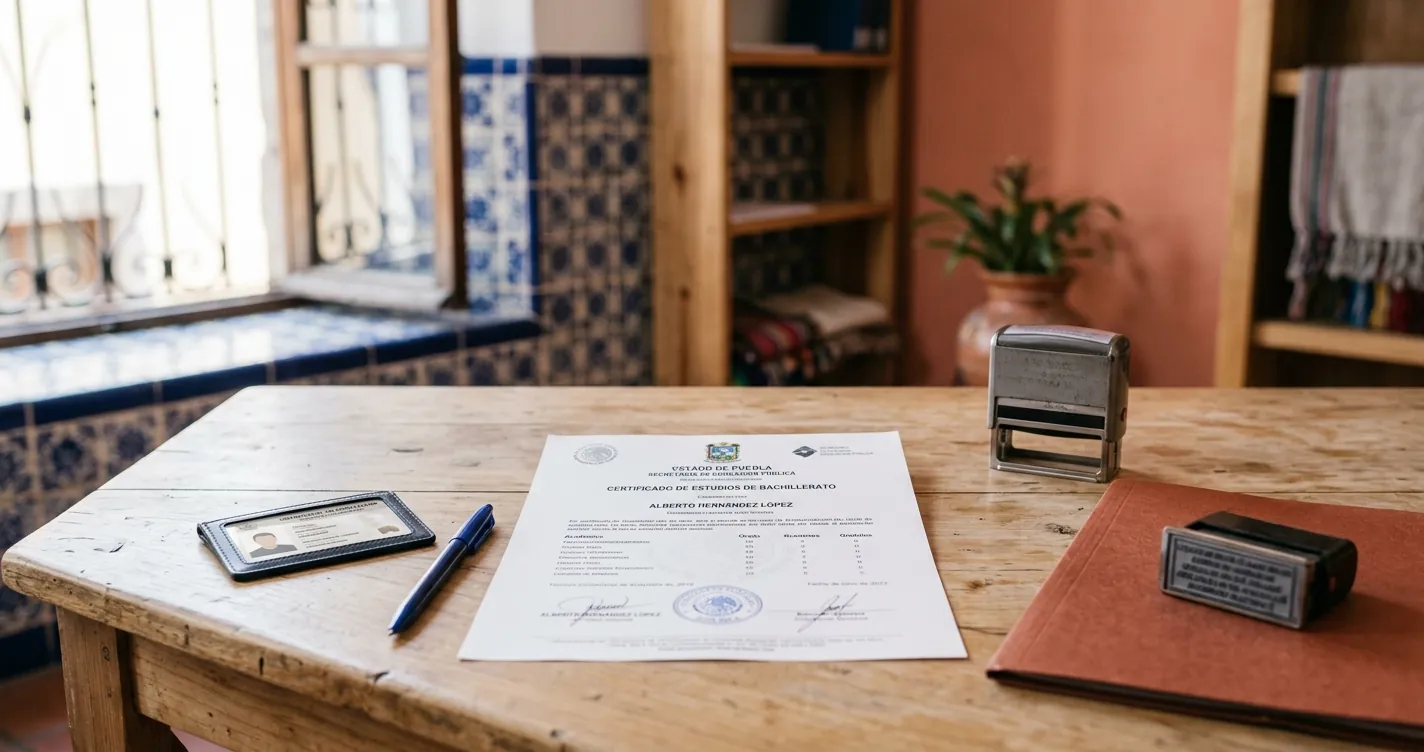 Legalización de certificado de bachillerato en Puebla - documento escolar listo para el trámite en la Dirección de Legalización y Apostilla