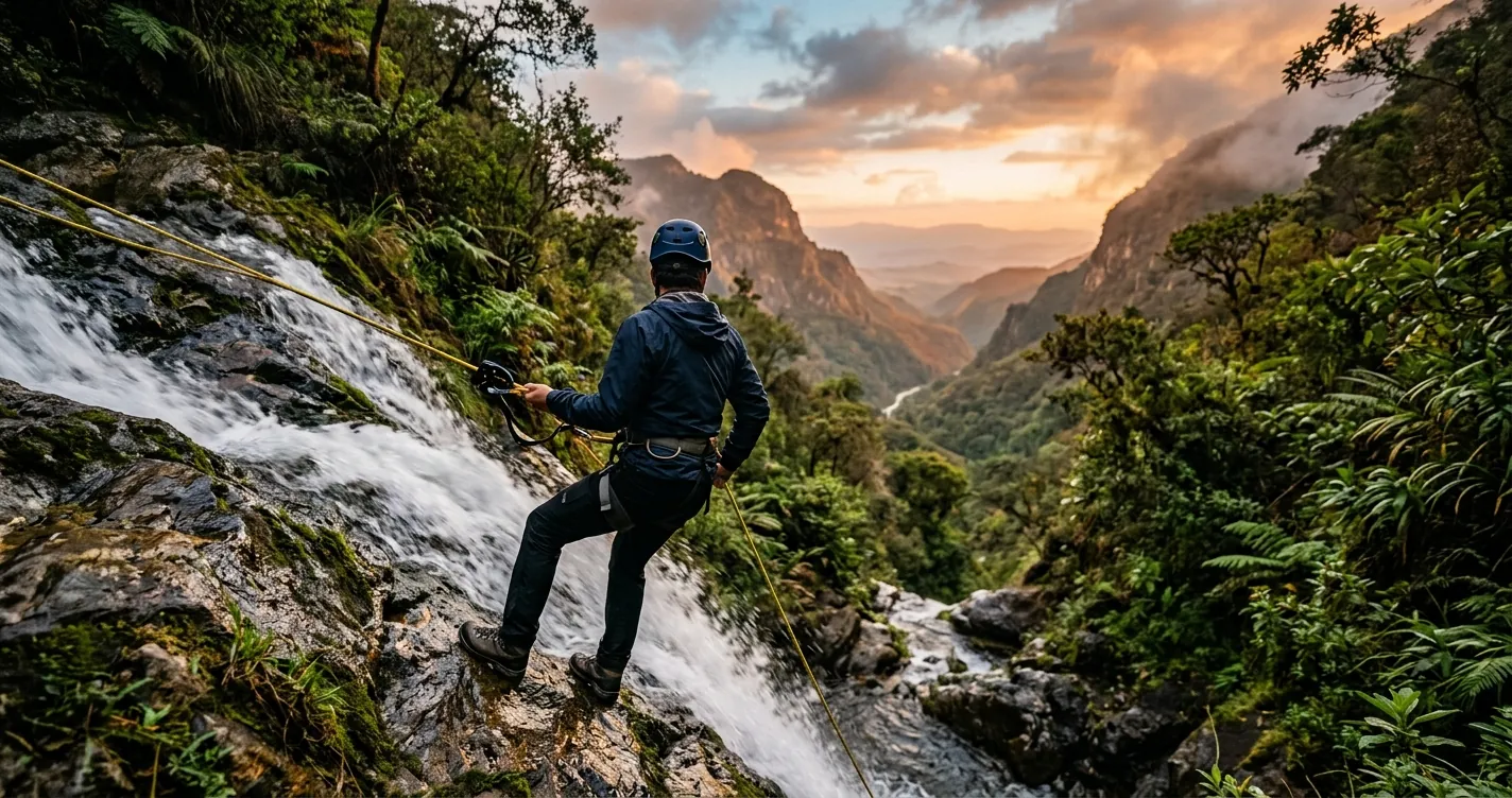 Deportes extremos cerca de Puebla: rappel en una cascada de la Sierra Norte con casco y arnés