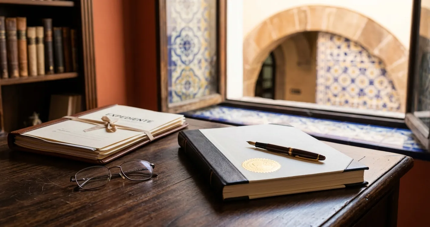 Jornada Notarial del Testamento en Puebla - documento notarial y sello sobre escritorio de notaría poblana