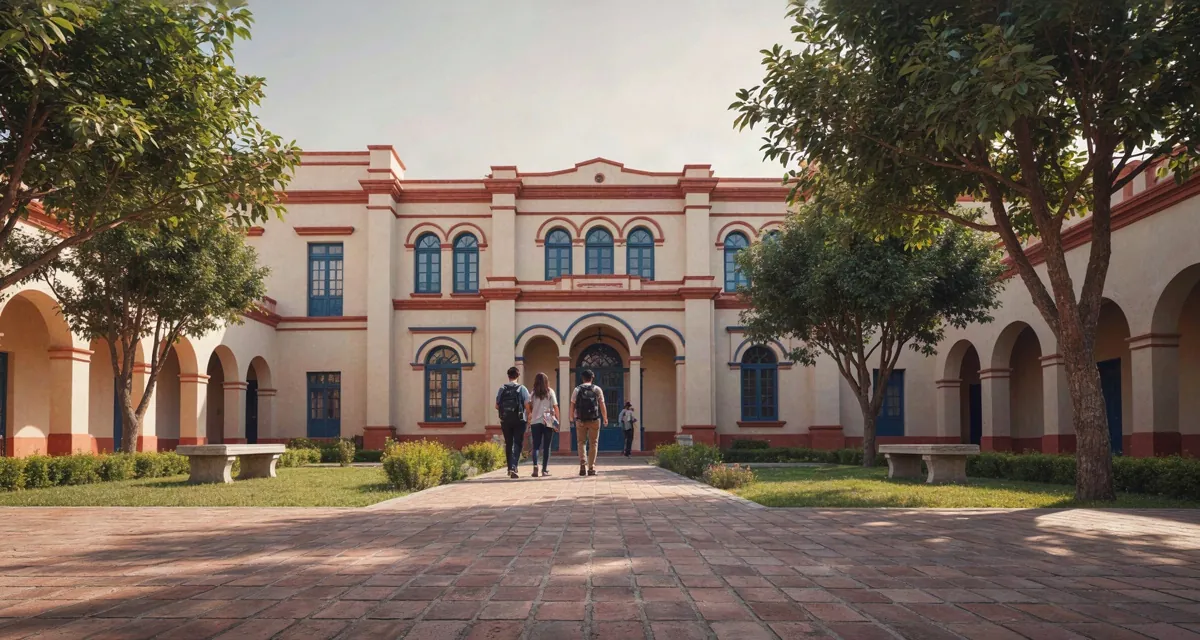 Fachada de escuelas nivel medio superior Puebla con estudiantes de bachillerato camino a clases en 2026